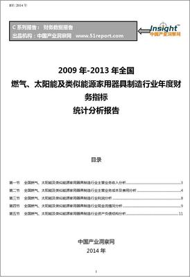 2009-2013年全國燃氣、太陽能及類似能源家用器具制造行業財務指標分析年報——聚焦太陽能用器具制造